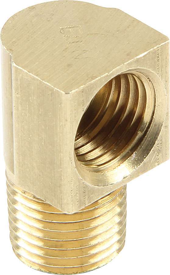Allstar Performance 50125 Fitting, Adapter, 90 Degree, 1/8 in NPT Male to 3/8-24 in Inverted Flare Female, Brass, Natural, 3/16 in Hardline, Set of 4
