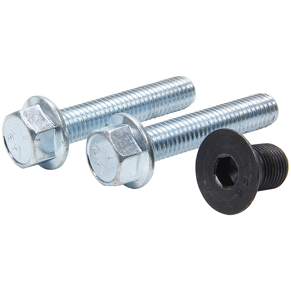 Allstar Performance 55983 Spindle Hardware, 5/8-18 in Thread, 1/2-13 in Thread, One 1 in Long Allen Head Bolt, Two 3 in Long Hex Head Bolt, Steel, Natural, Allstar 3 Piece Spindles, Kit