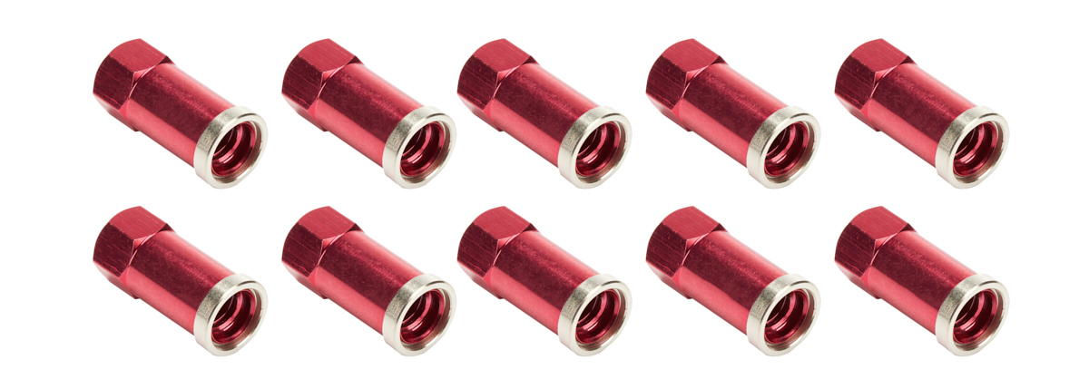 Allstar Performance 72061 Nut, 3/8-16 in Thread, Long, Aluminum, Red Anodized, Quick Change Gear Covers, Set of 10