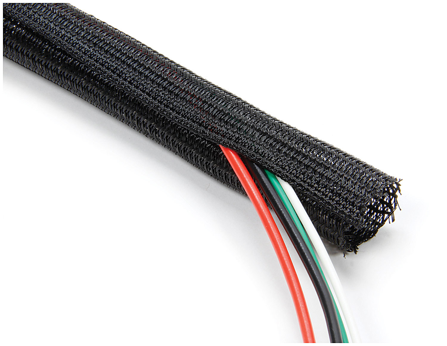 Allstar Performance 76612 Hose and Wire Sleeve, 1/4 in Diameter, 15 ft, Split, Braided Plastic, Black, Each