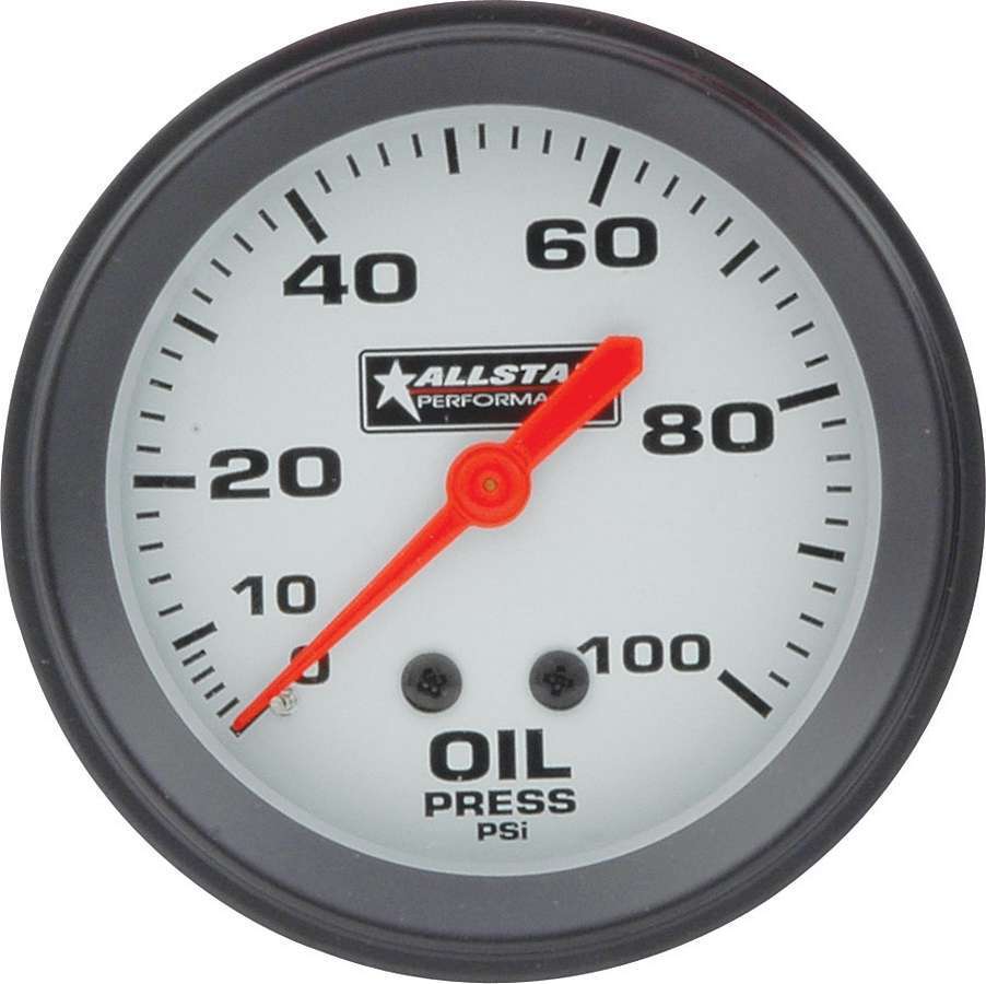 Allstar Performance 80095 Oil Pressure Gauge, 0-100 psi, Mechanical, Analog, 2-5/8 in Diameter, Silver Face, Each