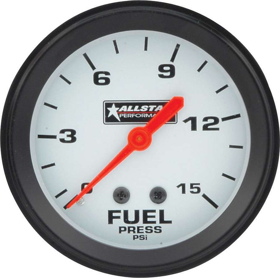 Allstar Performance 80098 Fuel Pressure Gauge, 0-15 psi, Mechanical, Analog, 2-5/8 in Diameter, Silver Face, Each
