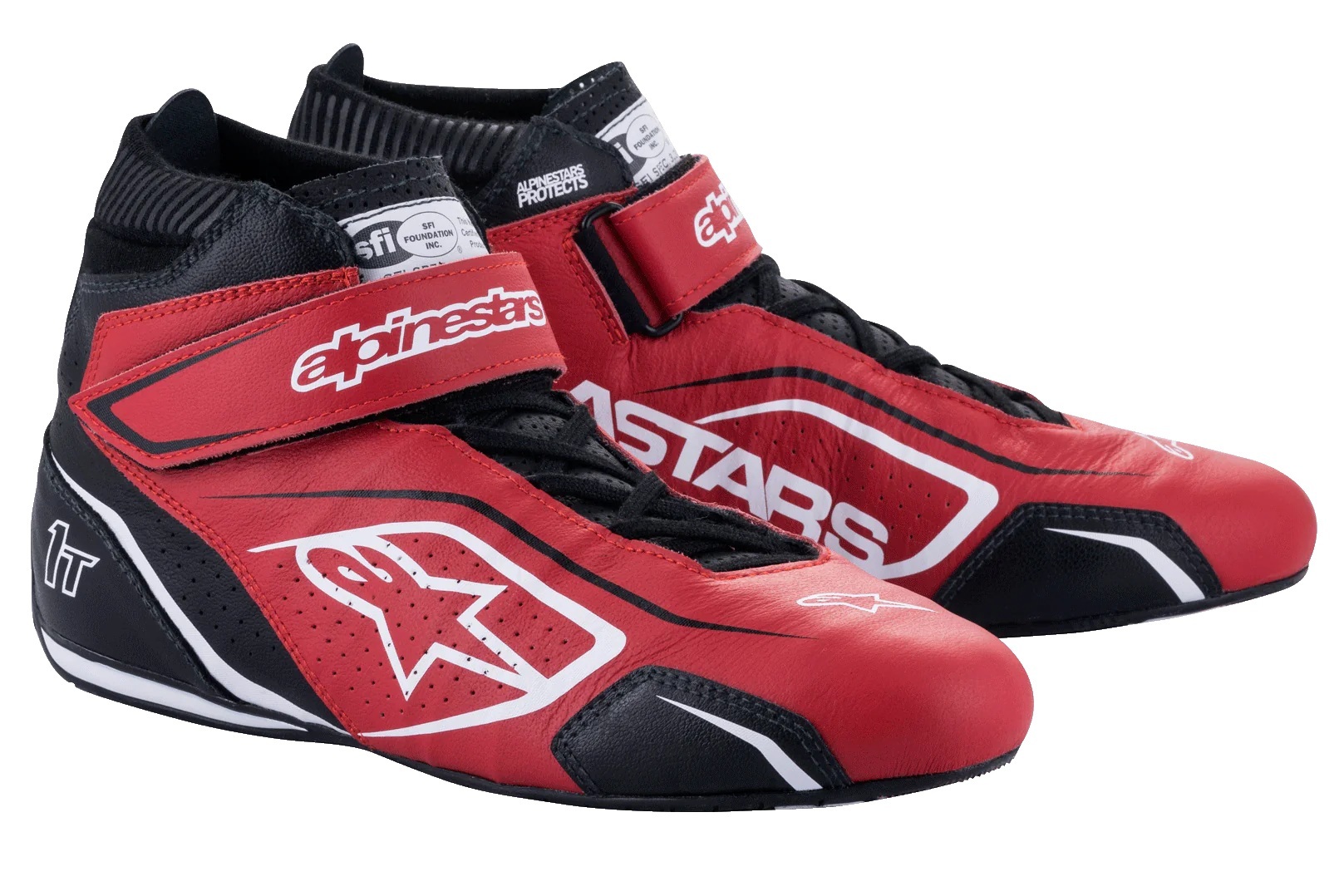 Driving Shoe - Tech-1 T V3 - Mid-Top - SFI 3.3/5 - Leather Outer - Fire Retardant Fabric Inner - Red / Black - Size 10 - Pair
