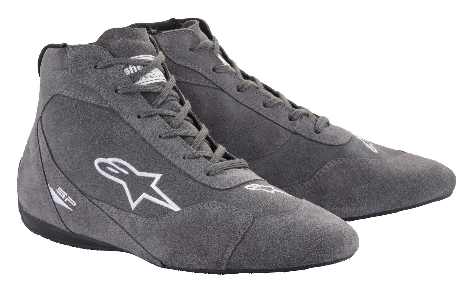 Alpinestars 2710621-11-6 Driving Shoe, SP V2, Mid-Top, SFI3.3/5, Suede Outer, Nomex Inner, Dark Gray, Size 6, Pair