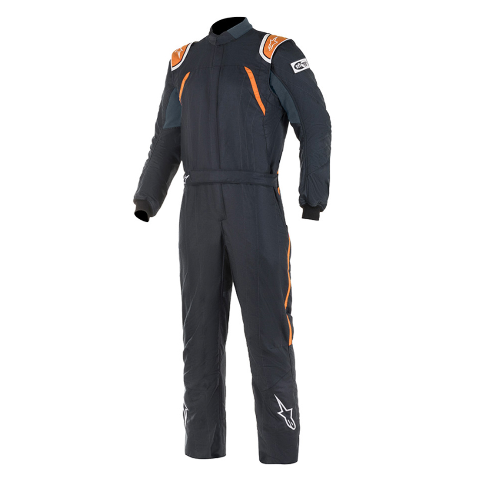 Driving Suit - GP Pro Comp - 1-Piece - SFI 3.2A/5 - FIA Approved - Triple Layer - Fire Retardant Fabric - Black / Fluorescent Orange - X-Large - Each