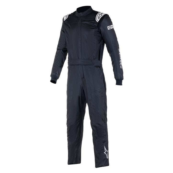 Driving Suit - Atom - 1-Piece - SFI 3.2A/5 - Boot-Cut - Dual Layer - Fire Retardant Fabric - Black - Size 62 - X-Large / 2X Large - Each