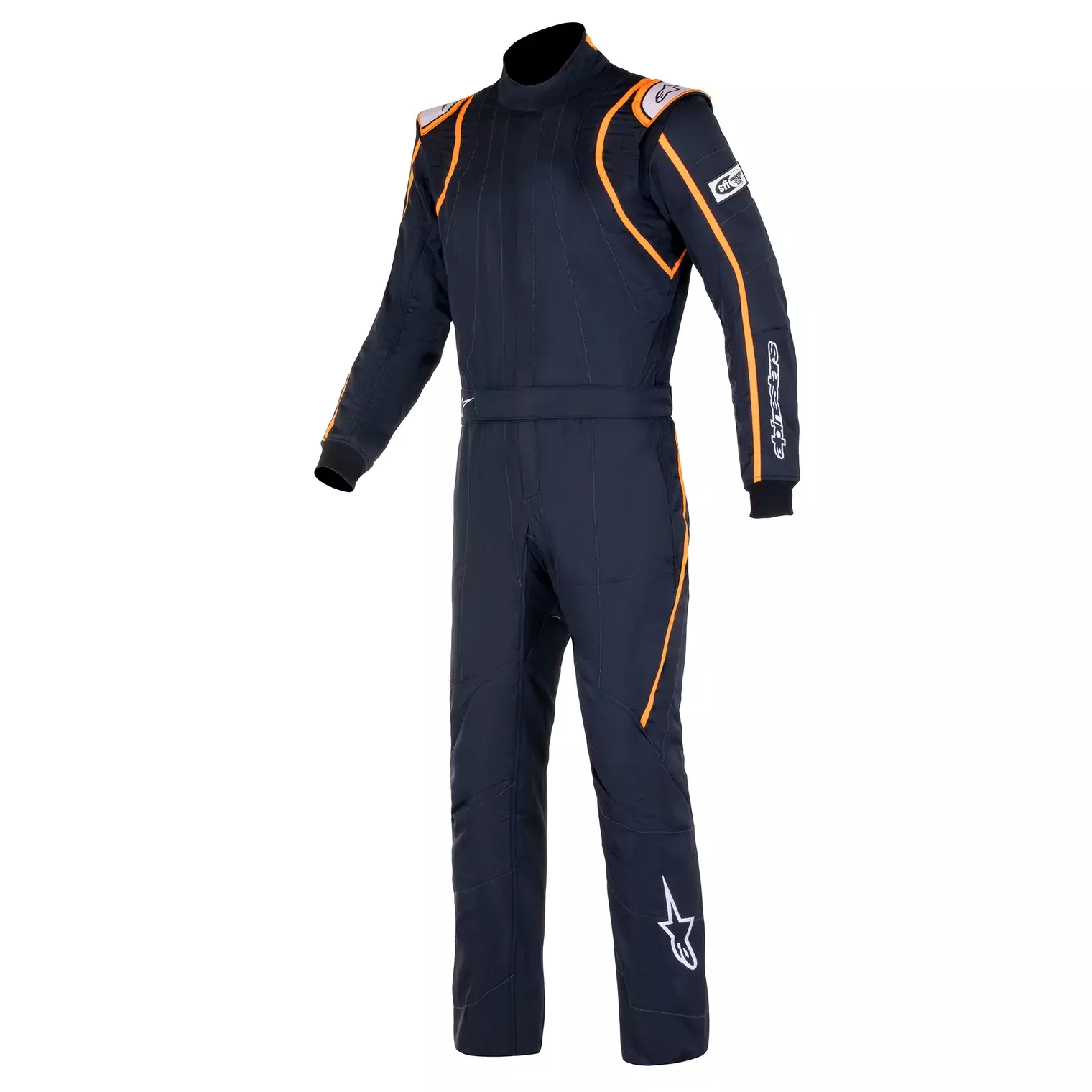 Alpinestars 3355121-1241-52 Driving Suit, GP Race V2, 1-Piece, FIA Approved, Triple Layer, Fire Retardant Fabric, Black / Orange, Size 52, Medium, Each