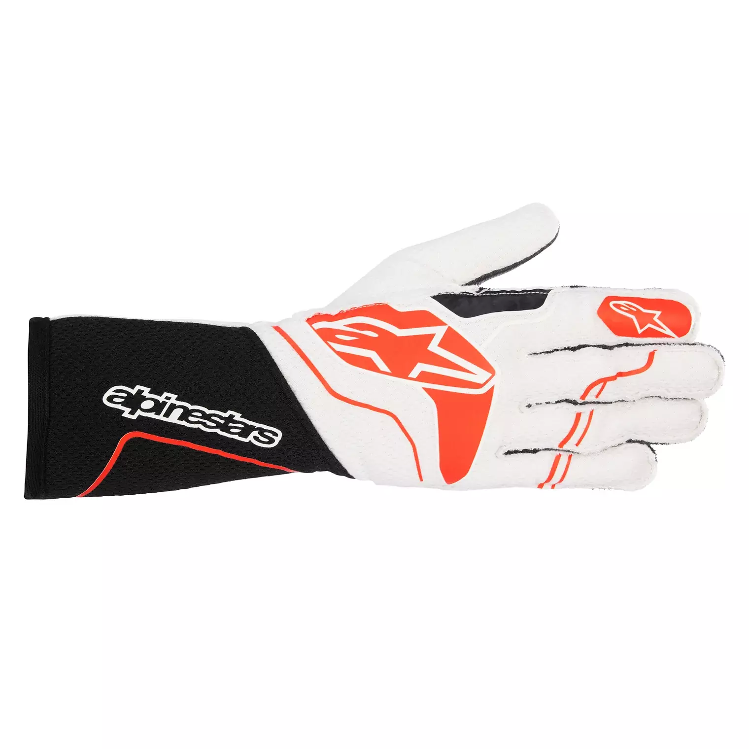 Alpinestars 3550323-123-M Driving Gloves, Tech 1-ZX, SFI 3.3/5, FIA Approved, 2 Layer, Fire Retardant Fabric, Elastic Cuff, White / Red, Medium, Pair