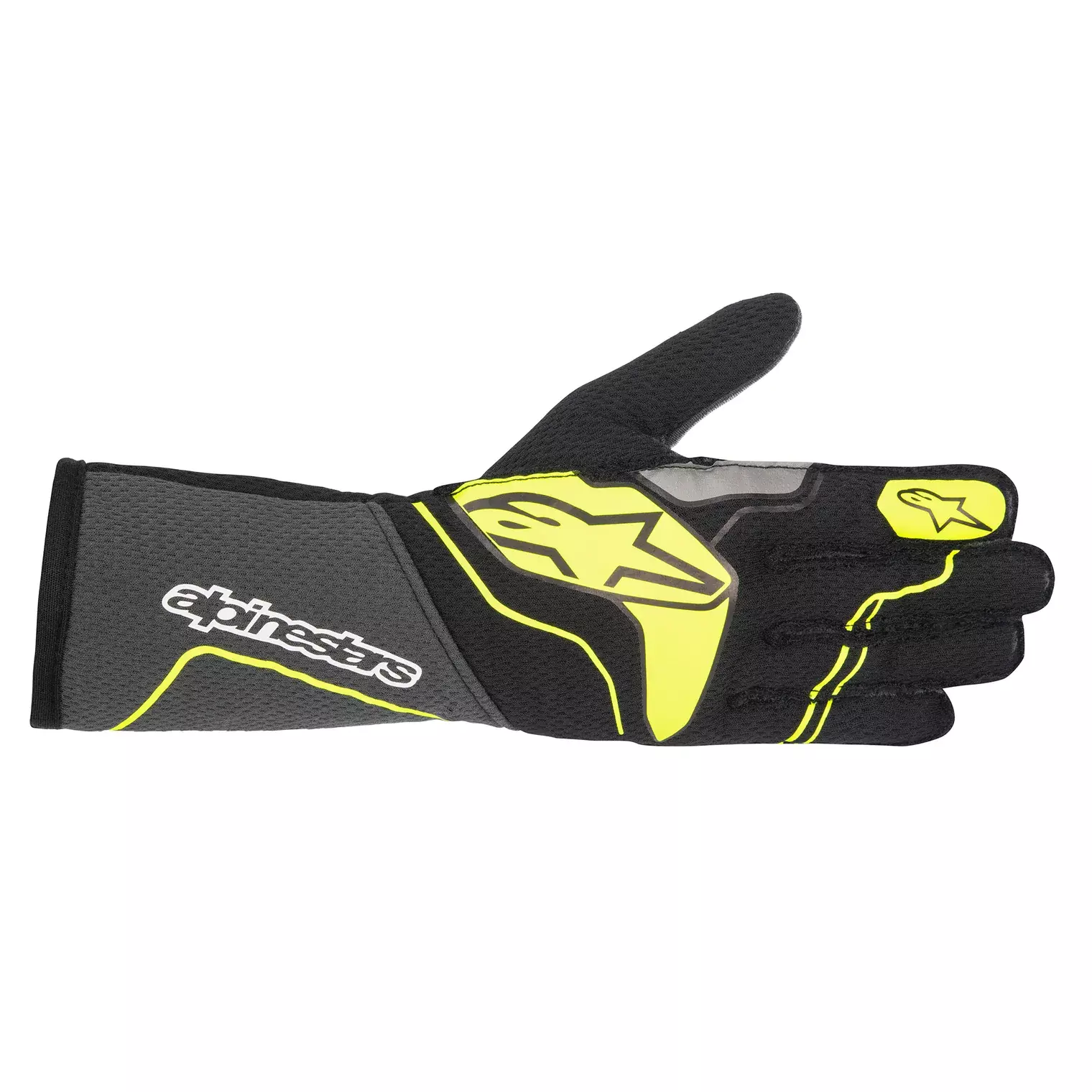 Alpinestars 3550323-9151-L Driving Gloves, Tech 1-ZX, SFI 3.3/5, FIA Approved, 2 Layer, Fire Retardant Fabric, Elastic Cuff, Gray / Yellow, Large, Pair