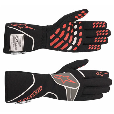 Alpinestars 3551023-13-S Driving Gloves, Tech-1 Race V3, SFI 3.3/5, FIA Approved, 2 Layer, Aramid / Silicone, Elastic Cuff, Black / Red, Small, Pair