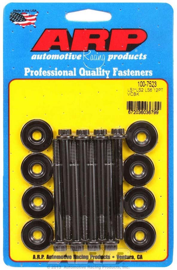 ARP 100-7523 Valve Cover Fastener, Bolt, 6 mm Male Thread, 2.755 in Long, 12 Point Head, Washers Included, Chromoly, Black Oxide, GM LS-Series, Set of 8