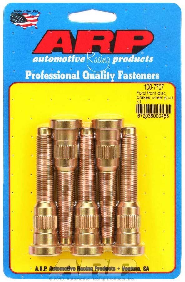 ARP 100-7707 Wheel Stud, 1/2-20 in Thread, 3.050 in Long, 0.618 in Knurl, Chromoly, Cadmium, Ford Disc, Set of 5