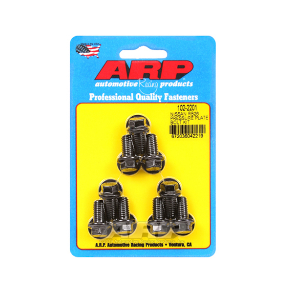 ARP 102-2201 - Pressure Plate Bolt Kit, High Performance Series, 8 mm x 1.25 Thread, Hex Head, Chromoly, Black Oxide, Nissan, Kit