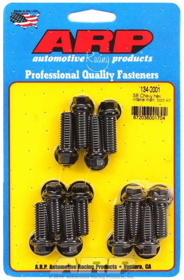 ARP 134-2001 Intake Manifold Bolt Kit, Hex Head, Washers Included, Chromoly, Black Oxide, OEM, Small Block Chevy, Kit