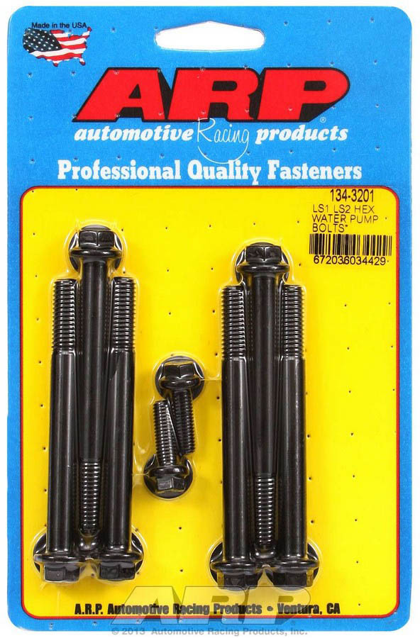 ARP 134-3201 Water Pump Bolt Kit, Hex Head, Washers Included, Chromoly, Black Oxide, GM LS-Series, Kit