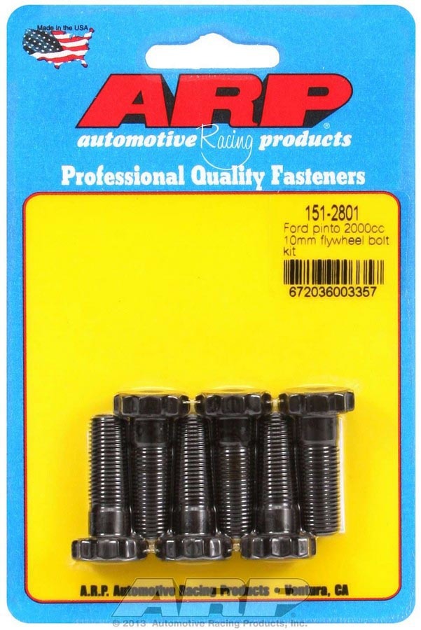 ARP 151-2801 - Flywheel Bolt Kit, Pro Series, 10 mm x 1.00 Thread, 1.150 in Long, 12 Point Head, Chromoly, Black Oxide, Ford 4-Cylinder, Set of 6