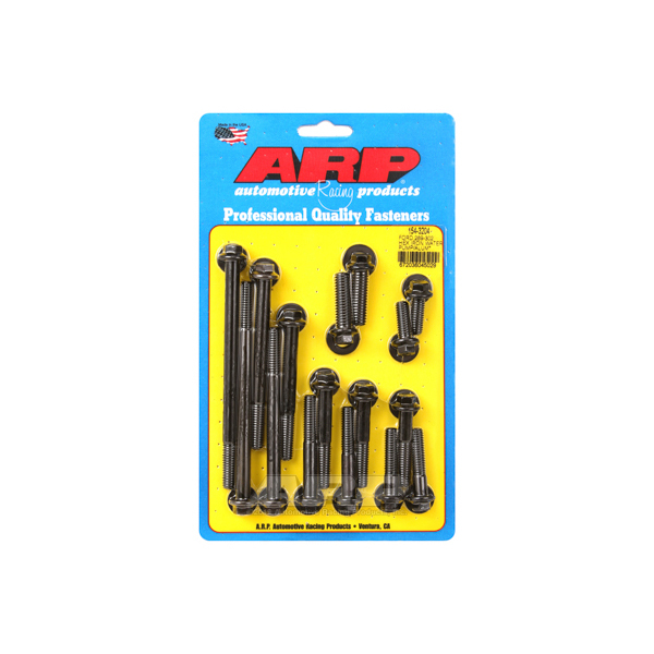 ARP 154-3204 Timing Cover Bolt Kit, 3/8 in Hex Head, Washers Included, Steel / Aluminum, Black, Small Block Ford, Set of 16
