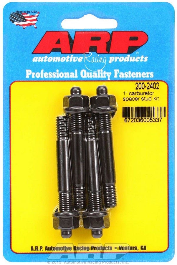 ARP 200-2402 Carburetor Stud, 5/16-18 and 5/16-24 in Thread, 2.700 in Long, Hex Nuts, Chromoly, Black Oxide, Set of 4