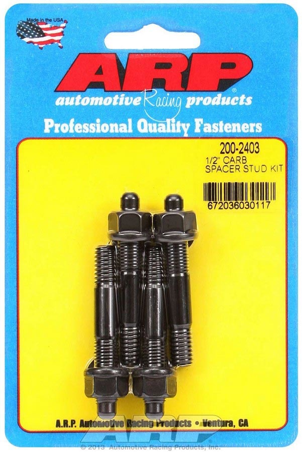ARP 200-2403 Carburetor Stud, 5/16-18 and 5/16-24 in Thread, 2.225 in Long, Hex Nuts, Chromoly, Black Oxide, Set of 4