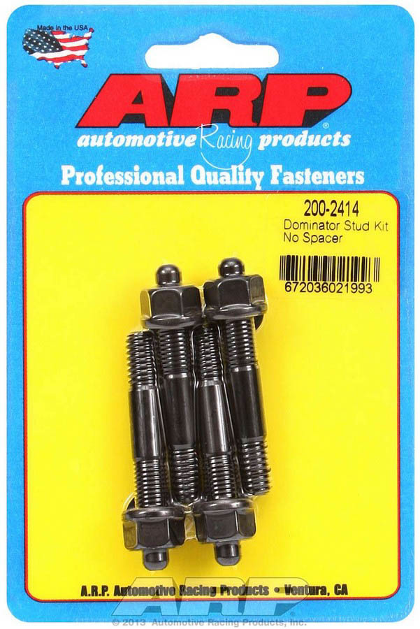 ARP 200-2414 Carburetor Stud, 5/16-18 and 5/16-24 in Thread, 2.225 in Long, Hex Nuts, Chromoly, Black Oxide, Set of 4