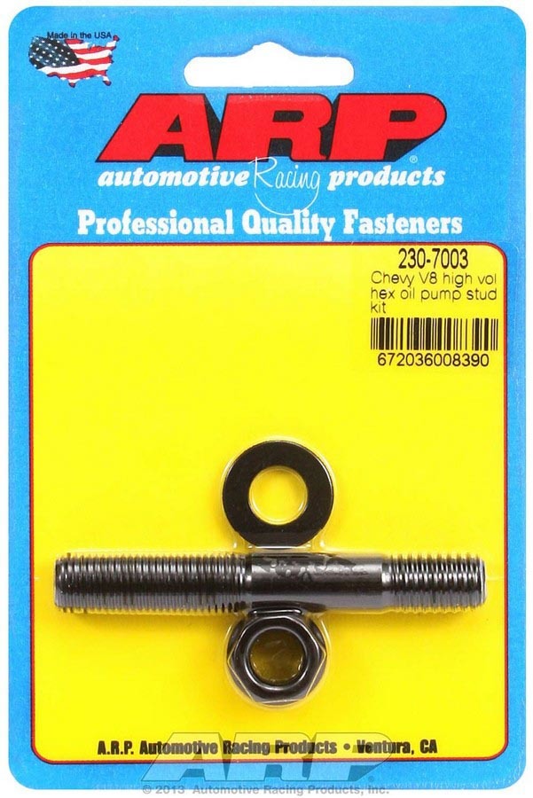 ARP 2307003 Oil Pump Stud, Hex Nuts, Chromoly, Black Oxide,