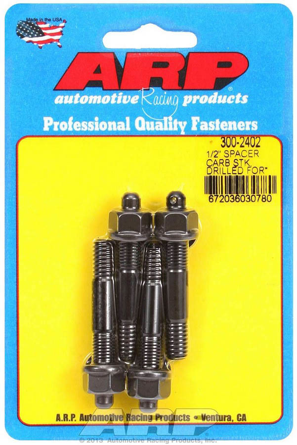 ARP 300-2402 Carburetor Stud, 5/16-18 and 5/16-24 in Thread, 2.250 in Long, Hex Nuts, Chromoly, Black Oxide, Set of 4