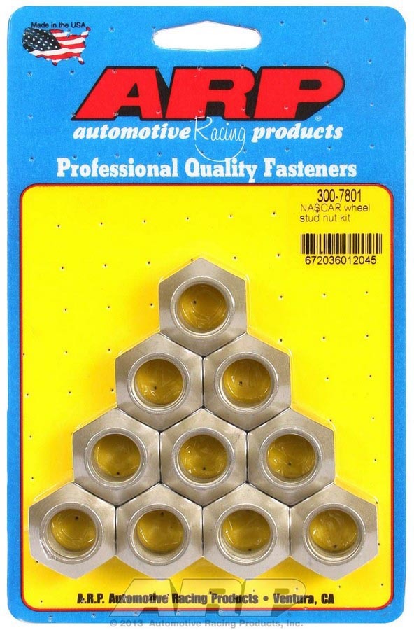 ARP 300-7801 Lug Nut, 5/8-18 in Thread, 1 in Hex Head, 45 Degree Seat, Open End, Chromoly, Gold, Set of 10