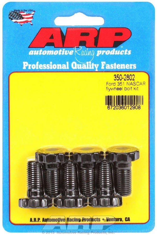 ARP 350-2802 - Flywheel Bolt Kit, Pro Series, 7/16-20 in Thread, 0.925 in Long, 12 Point Head, Chromoly, Black Oxide, Small Block Ford, Set of 6