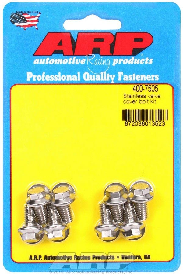 Valve Cover Fastener - Bolt - 1/4-20 in Thread - 0.515 in Long - Hex Head - Stainless - Polished - Set of 8