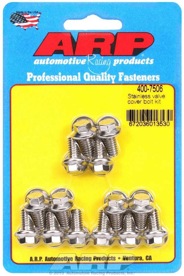 Valve Cover Fastener - Bolt - 1/4-20 in Thread - 0.515 in Long - Hex Head - Stainless - Polished - Set of 14