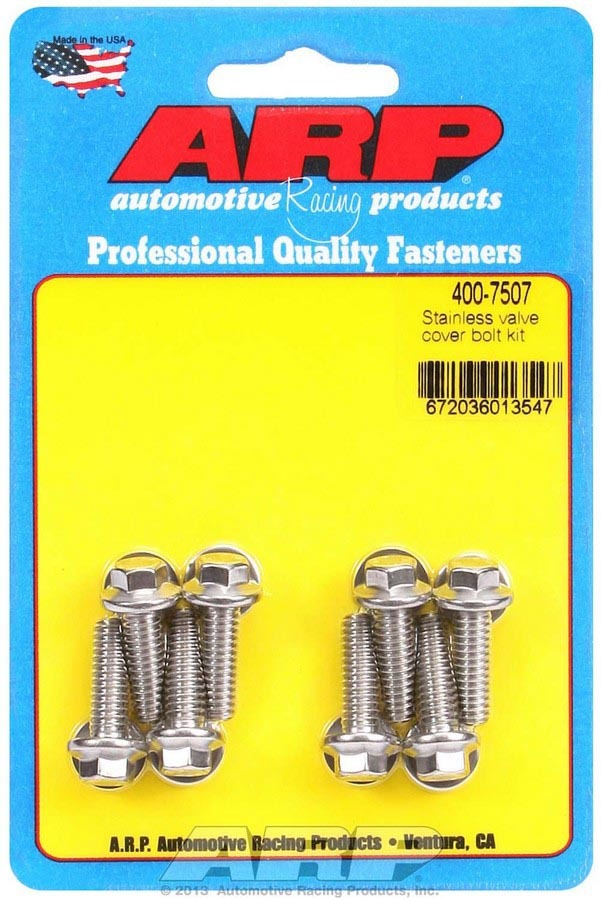 Valve Cover Fastener - Bolt - 1/4-20 in Thread - 0.812 in Long - Hex Head - Stainless - Polished - Set of 8