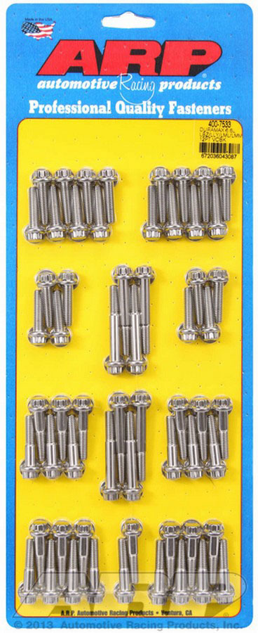 ARP 400-7533 Valve Cover Fastener, Bolt, 1/4-20 in Thread, 12 Point Head, Stainless, Natural, 6.6 L, GM Duramax, Kit