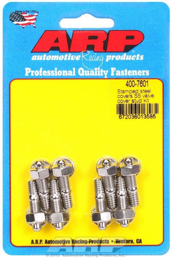 Valve Cover Fastener - Stud - 1/4-20 in Thread - 1.170 in Long - Hex Nuts - Stainless - Polished - Set of 8