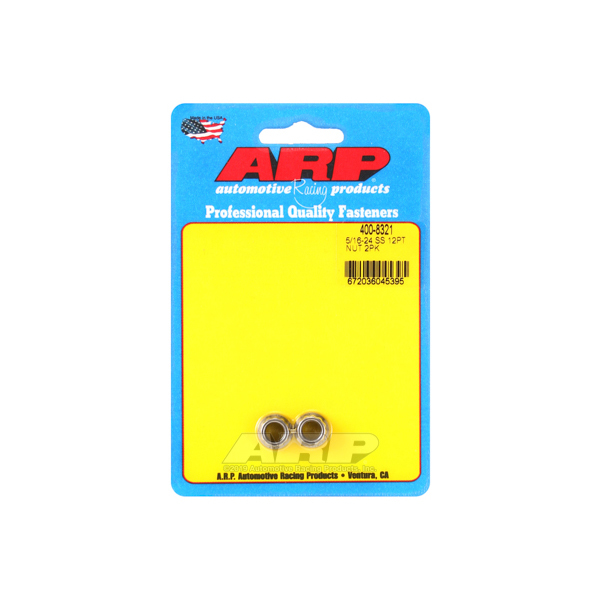 ARP 400-8321 Nut, 5/16-24 in Thread, 3/8 in 12 Point Head, Stainless, Polished, Universal, Pair