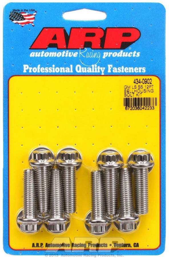 ARP 434-0902 Bellhousing Bolt Kit, 10 mm x 1.50 Thread, 1.375 in Long, 12 Point Head, Stainless, Polished, GM LS-Series, Kit