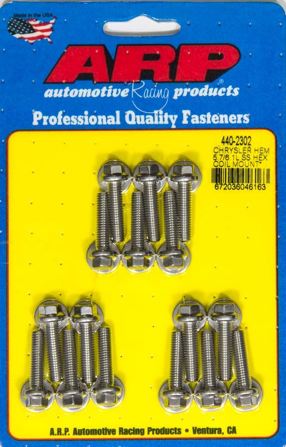 ARP 4402302 Coil Bracket Bolt Kit, Hex Head, Stainless, Pol
