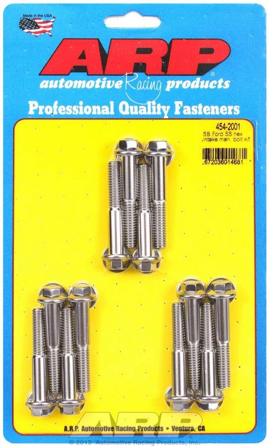 ARP 454-2001 Intake Manifold Bolt Kit, Hex Head, Stainless, Polished, Small Block Ford, Kit