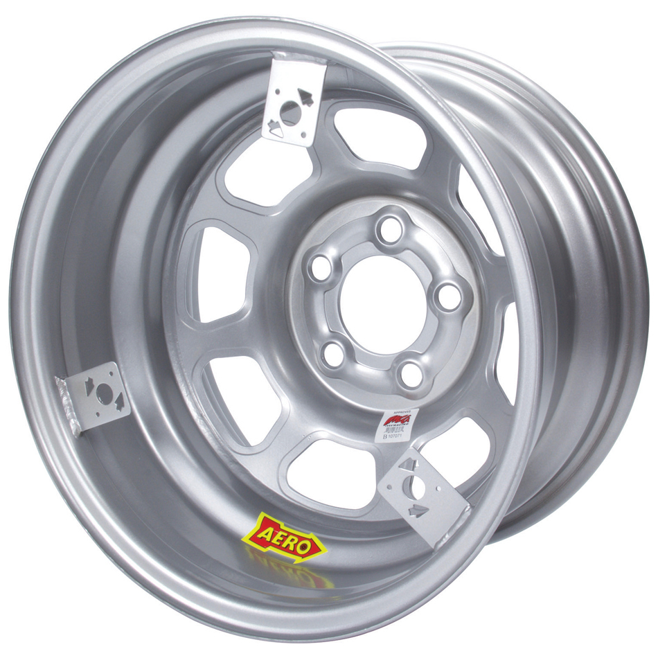 AERO RACE WHEELS 15x8 2in 5.00 Silver w/ 3 Tabs for Mudcover P/N - 52-085020T3