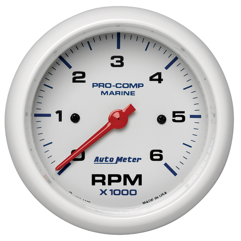 Auto Meter 200752 - Tachometer, Phantom, 6000 RPM, Electric, Analog, 3-3/8 in Diameter, White Face, Each