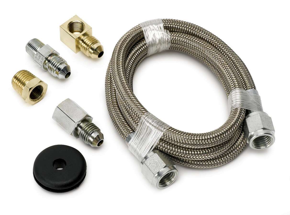 Auto Meter 3227 - Gauge Line Kit, 4 AN, 3 ft, 4 AN Female to 4 AN Female, Fittings Included, Braided Stainless, Mechanical Pressure Gauges, Kit