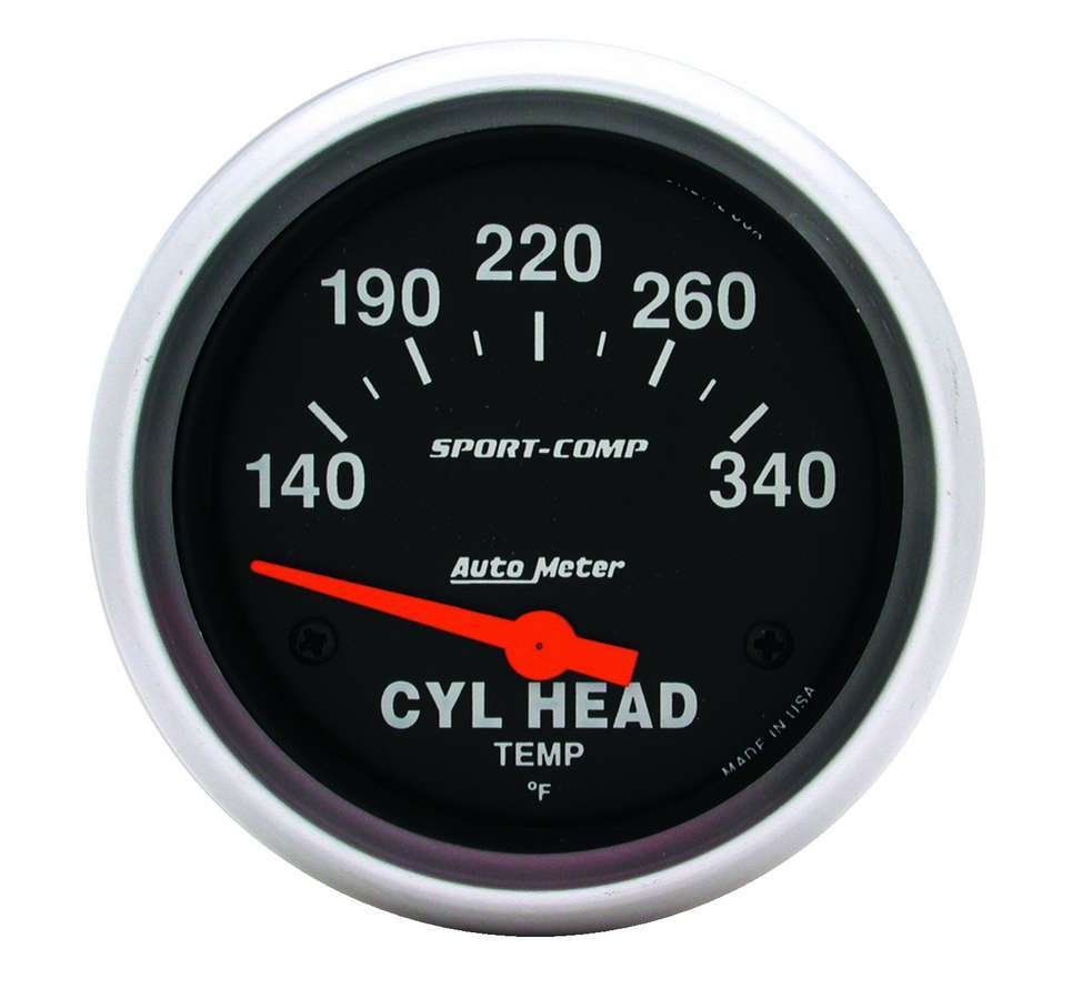 AutoMeter Gauge Cylinder Head Temp 2-5/8in. 140-340 Deg. F Electric Sport-Comp thumbnail 8