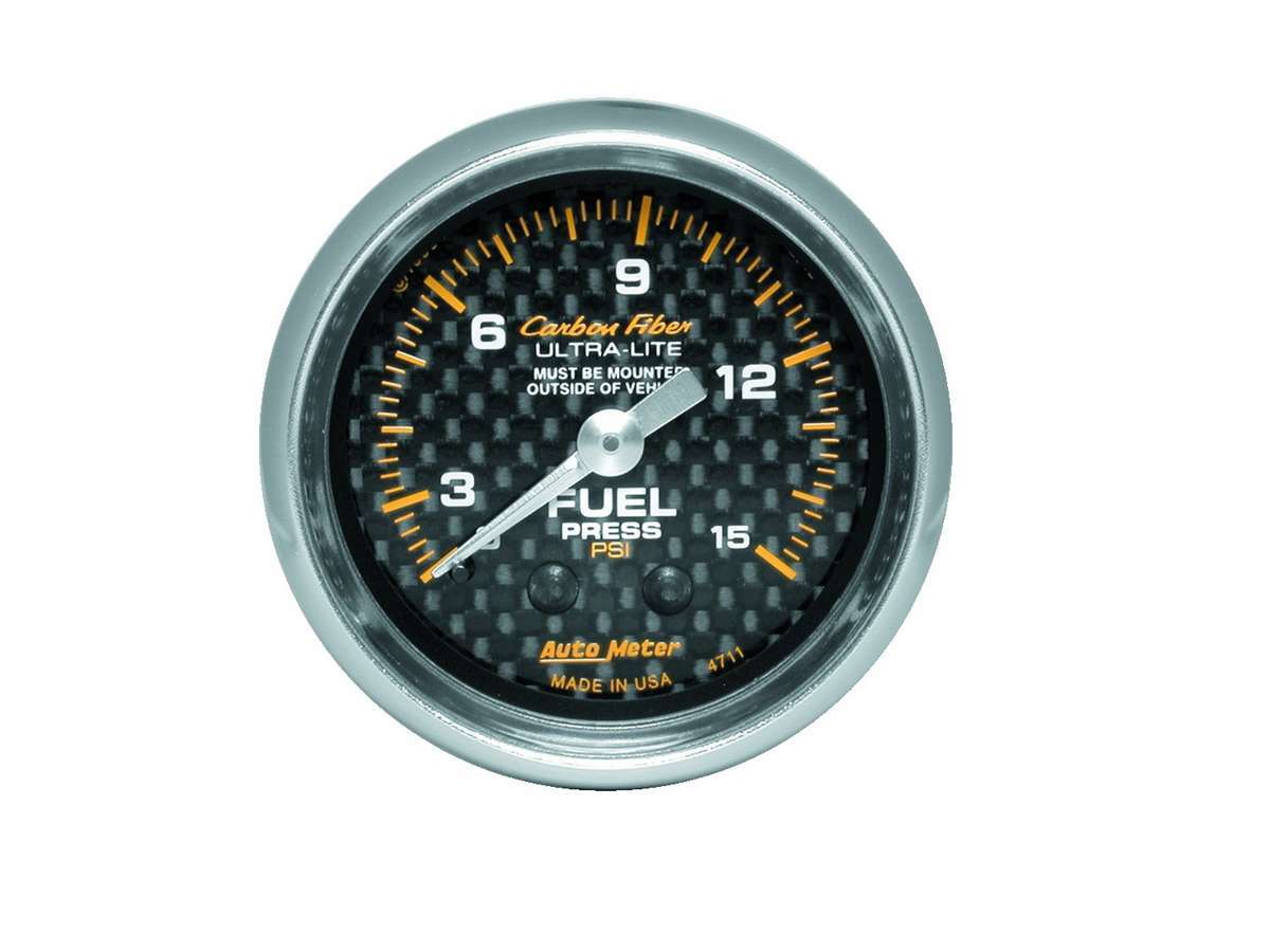 Auto Meter 4711 Fuel Pressure Gauge Carbon Fiber 0 15 Psi