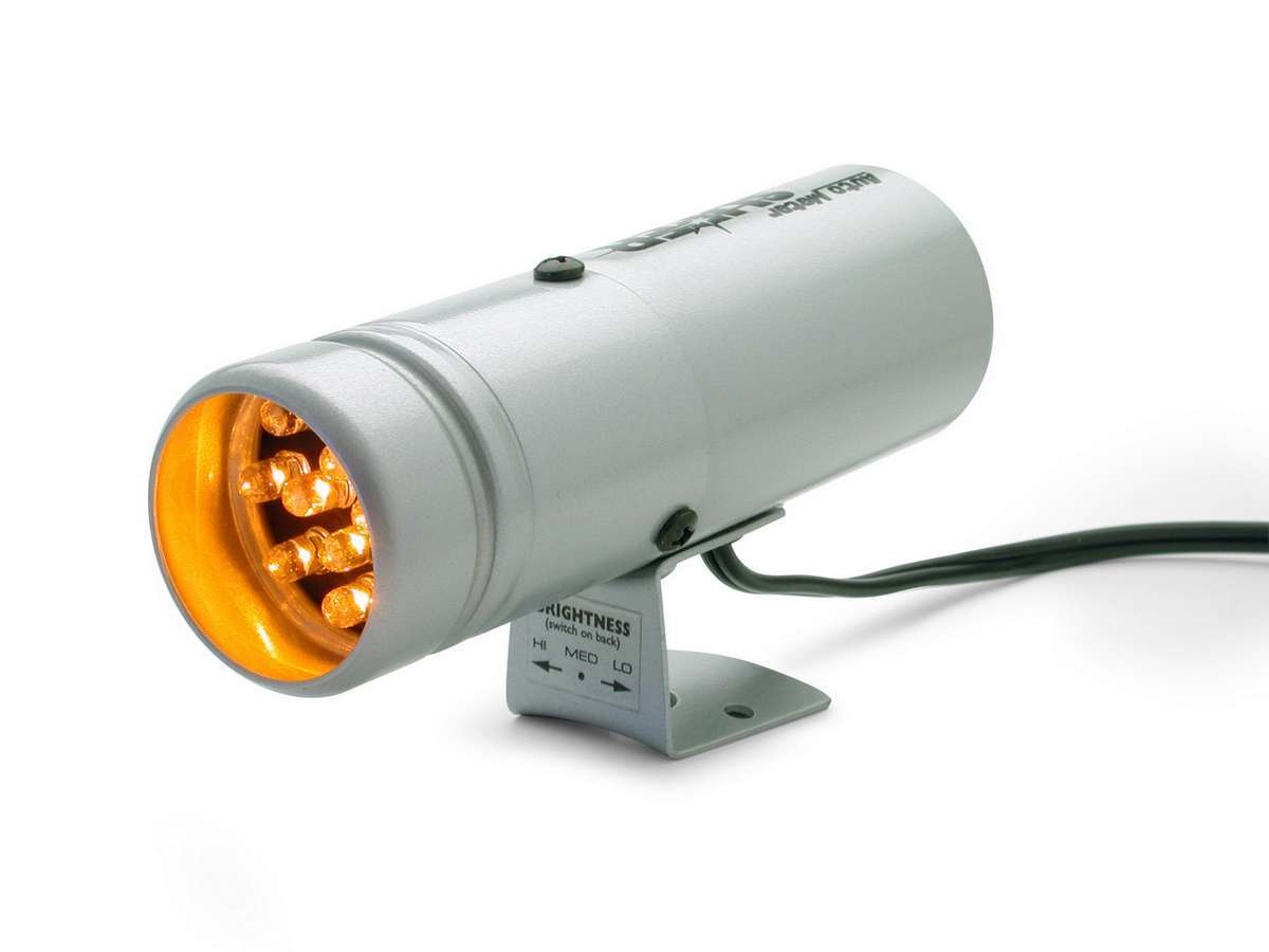 Auto Meter 5333 Shift Light, Super-Lite, 1-5/8 in Diameter, Amber LED, Adjustable Intensity, Silver Case, Autometer Gauges, Each