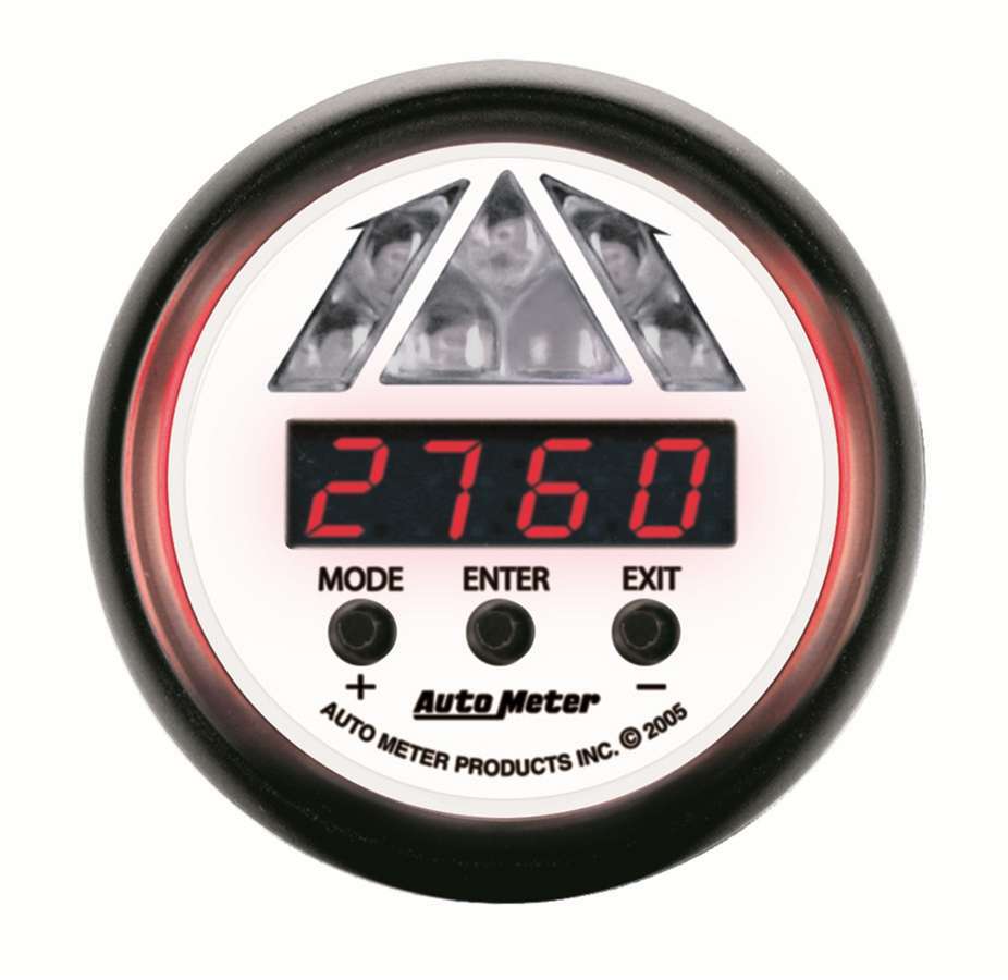Auto Meter 5787 Shift Light, Phantom, 0-16000 RPM, 4 Shift Point, Digital, 2-1/16 in Diameter, Multi-Color LED, White Face, Each