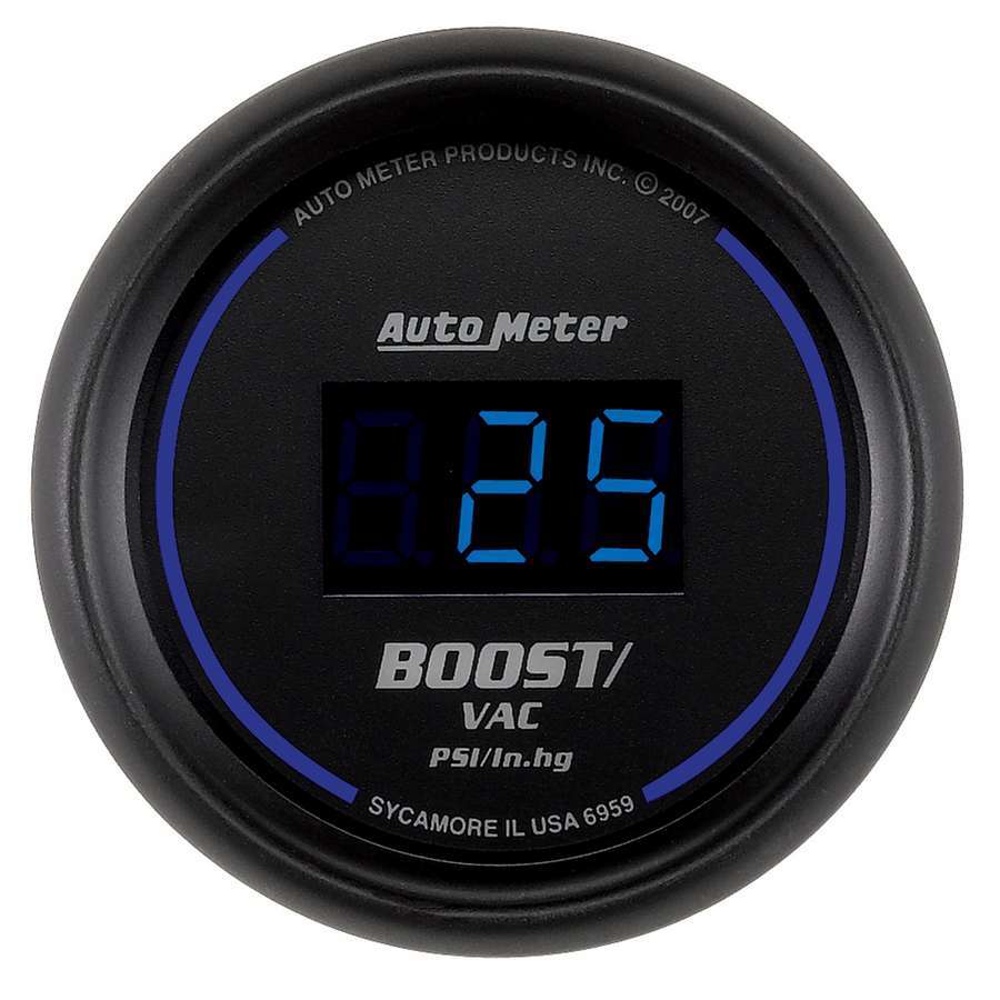 Auto Meter 6959 - Boost / Vacuum Gauge, Z-Series, 30 in HG-30 psi, Electric, Digital, 2-1/16 in Diameter, Black Face, Each