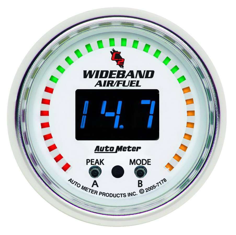 Auto Meter 7178 - Air-Fuel Ratio Gauge, C2, Wideband, 6:1-20:1 AFR, Electric, Digital, 2-1/16 in Diameter, White Face, Each