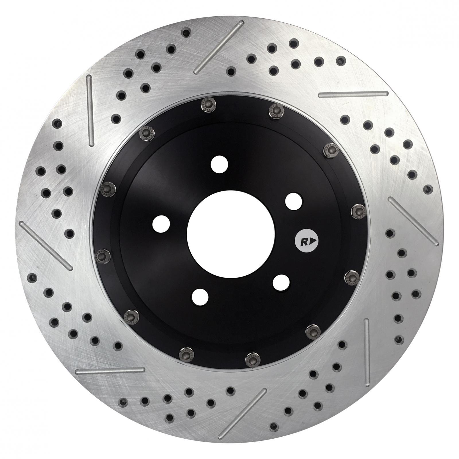 Baer Brakes 2261031 Brake Rotor, EradiSpeed +, Front, Directional / Drilled / Slotted, 14.000 in OD, 2-Piece, Iron, Zinc Plated, Ford Mustang 2007-12, Pair