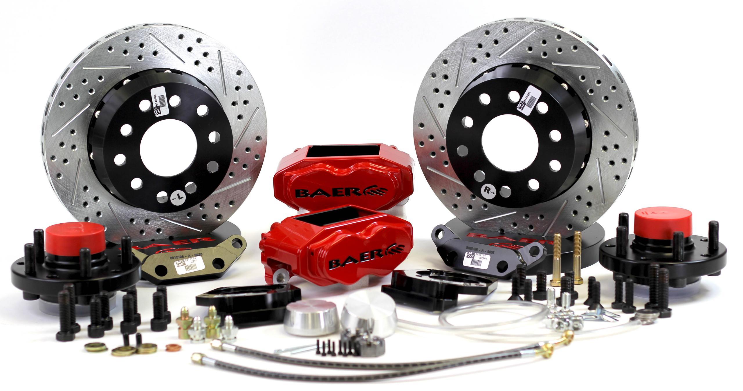Baer Brakes 4301432R - Brake System, SS4 Plus, Front, 4 Piston Caliper, 11.000 in Drilled / Slotted, 2 Piece Rotor, Aluminum, Red, GM A-Body / F-Body / X-Body, Kit