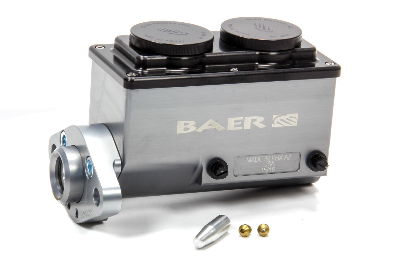 Baer Brakes 6801262RP Master Cylinder, 15/16 in Bore, Integral Reservoir, Passenger Side Port, Aluminum, Gray Anodized, Kit
