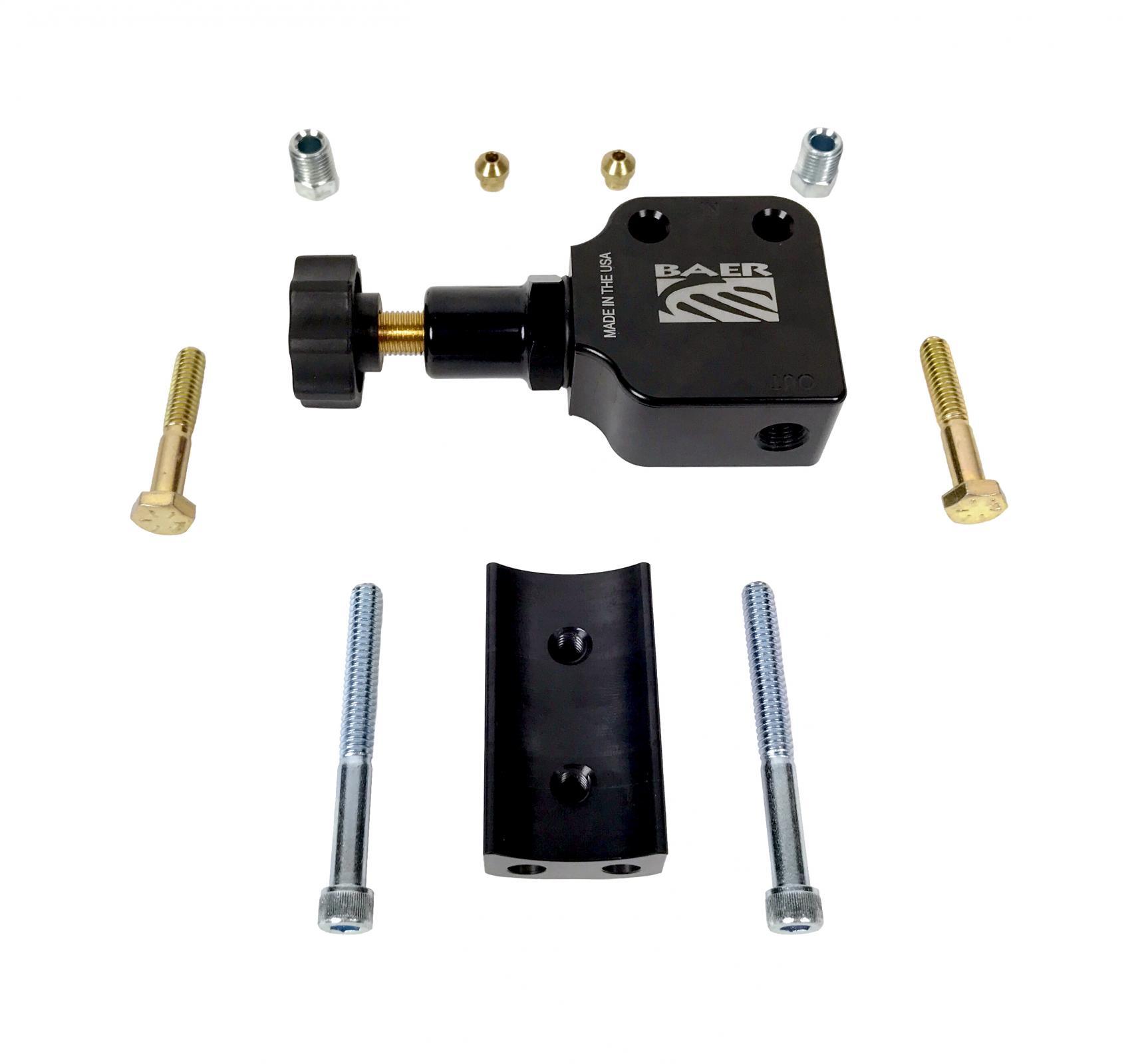 Baer Brakes Proportioning Valves 6801276 Brake Valve, Knob Adjustment Style, Aluminum, Black Anodized, Bracket, Fittings, Kit thumbnail 5